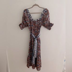 Catalina Sienna Block Print Midi Dress / Sienna Print. CLEOBELLA